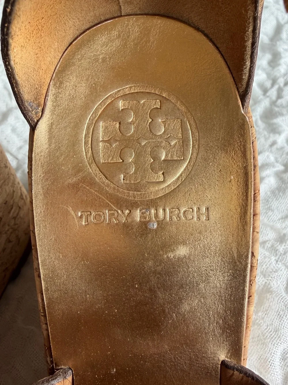 Tory Burch Leather Annamarte Strappy Cork Wedge Sandals Size 8.5